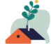 illustration d'une maison avec une plante qui pousse dans le conduit de cheminée